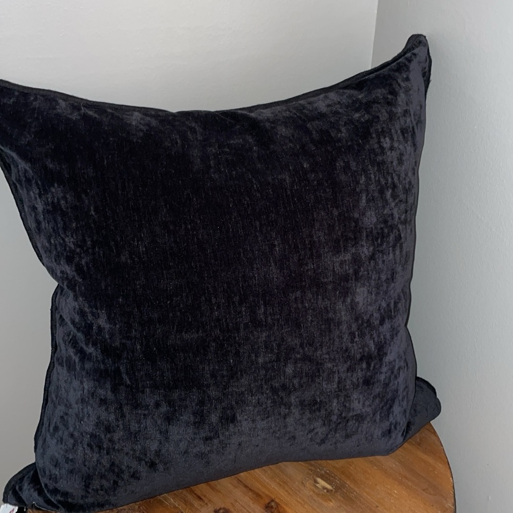 Adorable & Rich Black Soft, plump accent pillow! Sparkles with silver beads! - Picture 8 of 12